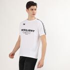 Men's White Crew Neck Graphic T-Shirt, सफ़ेद, small