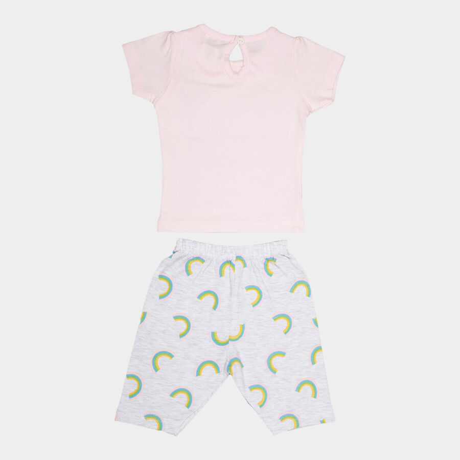 Infants Cotton Round Neck Capri Set, Light Pink, large image number null