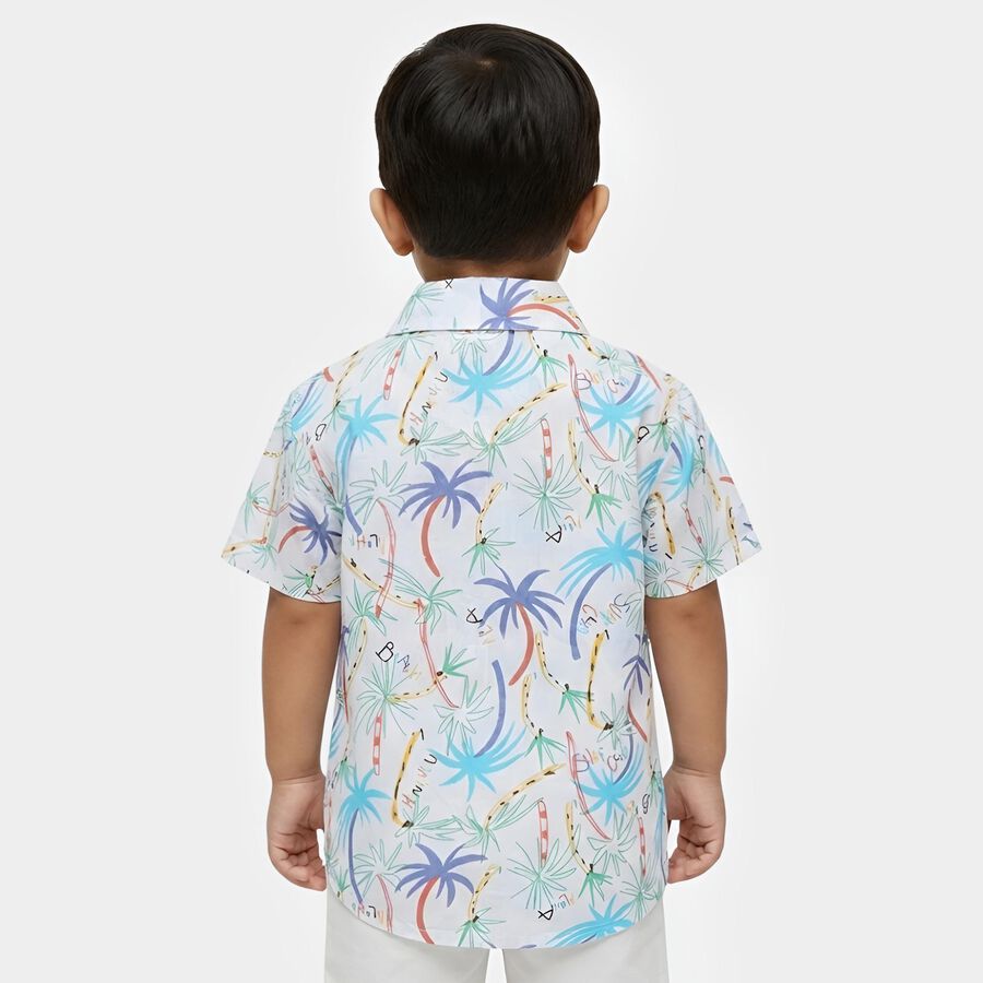 Infants Blue Cotton Half Sleeve Classic Collar Casual Shirt, Light Blue, large