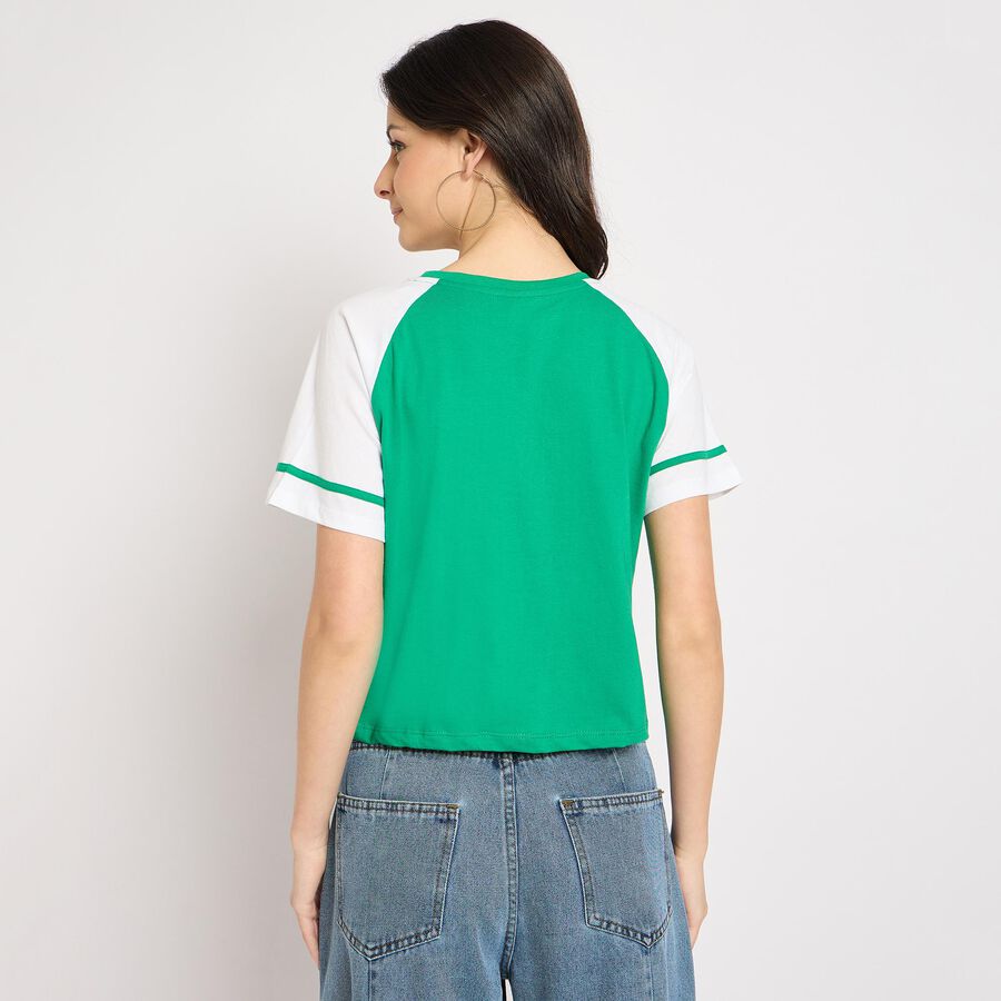 Ladies' 100% Cotton Crop  Top, गहरा हरा, large