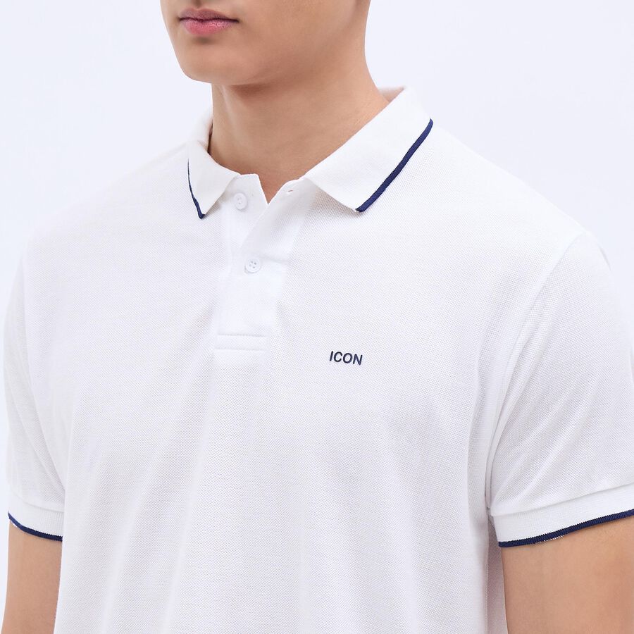 Men's Rich White Polo Neck T-Shirt, White, large image number null