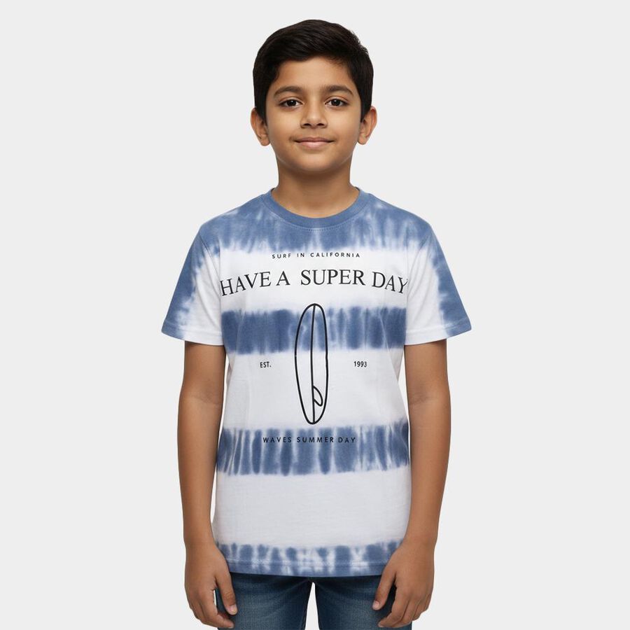 Boys' Half Sleeves T-Shirt, Mid Blue, large