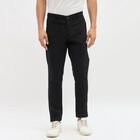 Men's Jet Black Slim Fit Cross Pocket Casual Trousers, Black, small image number null
