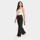 Ladies' Black Wide Leg Textured Track Pants, Black, small