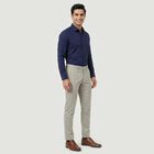 Men's Grey Slim Fit Checked Casual Trousers, हल्का ग्रे, small