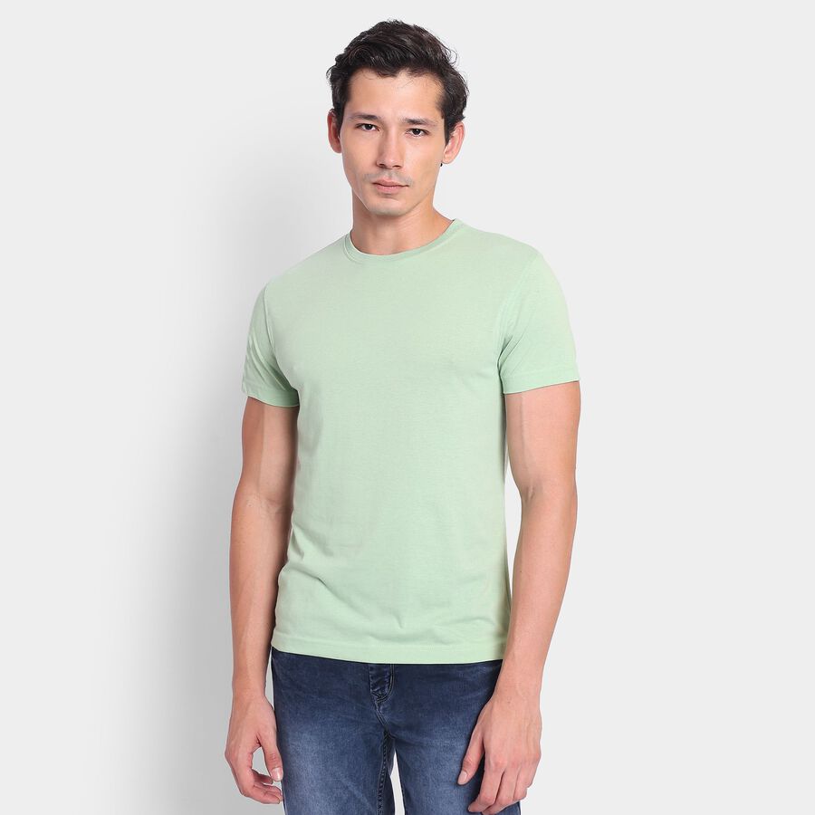 Men's Round Neck Half Sleeves T-Shirt, Light Green, large image number null