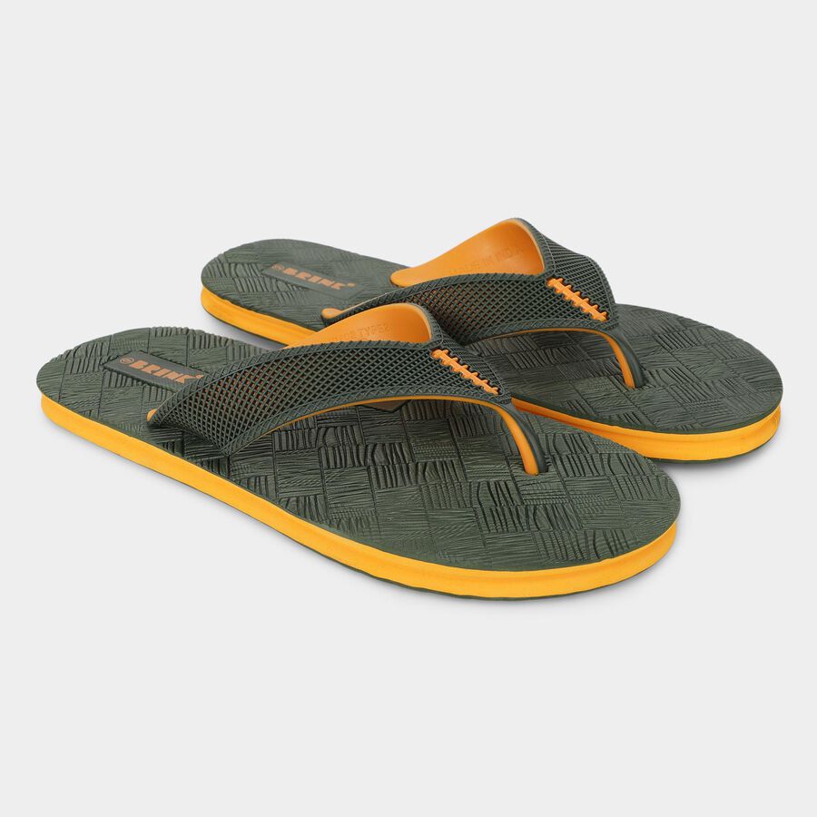 Men Olive Green Slip-On Flip-Flop Slippers, ओलिव, large