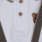 Infants' Beige Cotton Polo Neck Embroidered Baba Suit, गहरा पीला, small