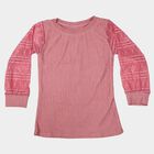 Girls Pink Round Neck Regular Top, गुलाबी, small
