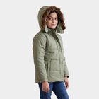 Girls' Sage Green Hooded Puffer Jacket, Light Green, small