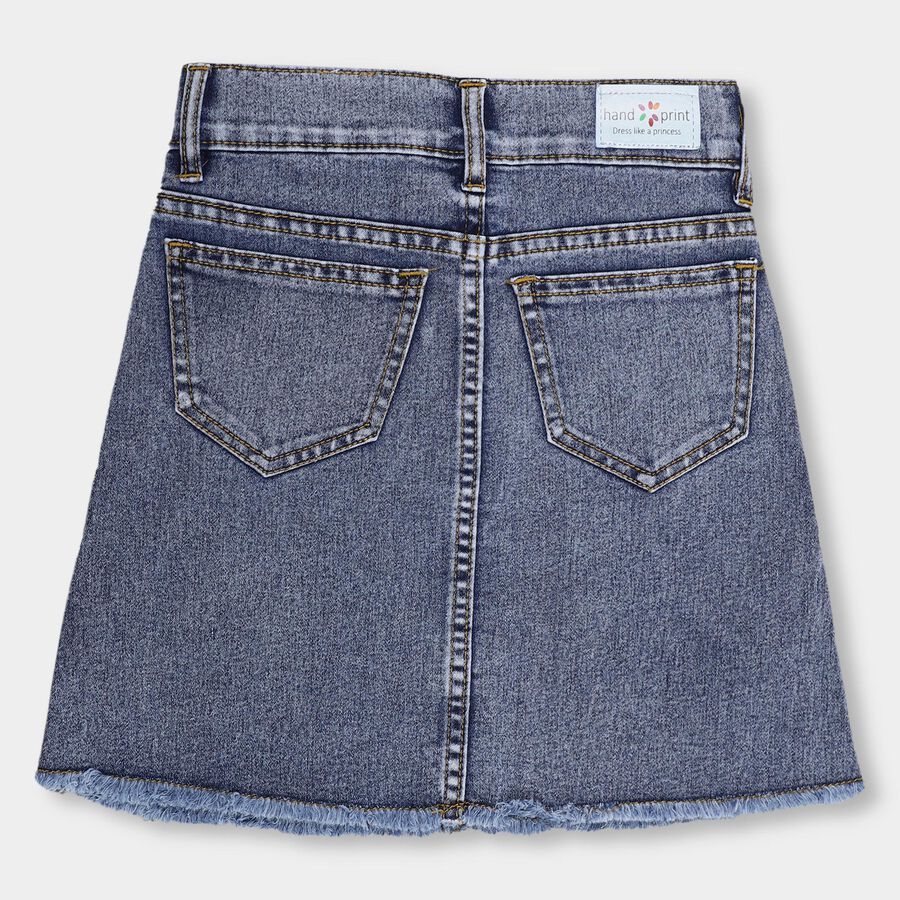 Girls' Bright Multicolor Buttoned Short Skirt, Light Blue, large image number null