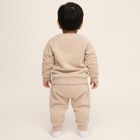 Infants' Beige Cotton Blend Raglan Sleeve Bear Print Baba Suit, Ecru Melange, small image number null
