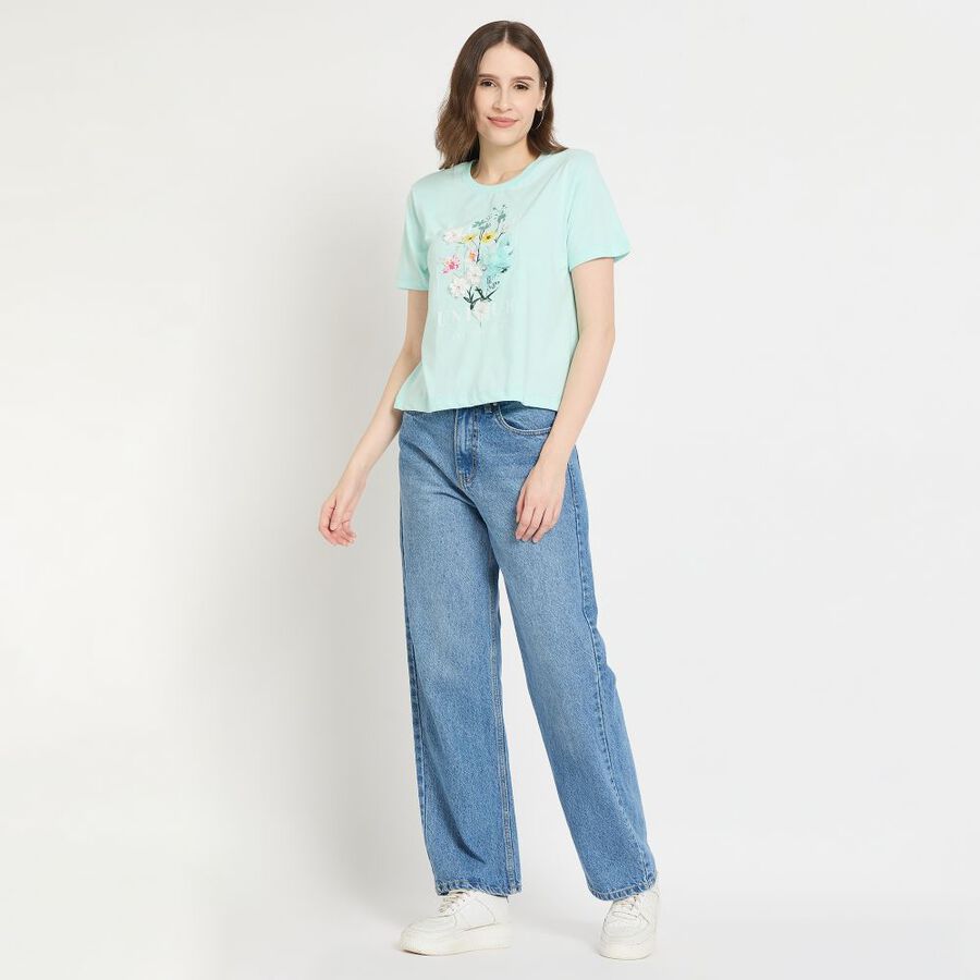 Ladies' Round Neck T-Shirt, Blue, large image number null