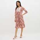 Women's Dusty Rose Pink Cotton Round Neck Embroidered Kurta, Pink, small image number null