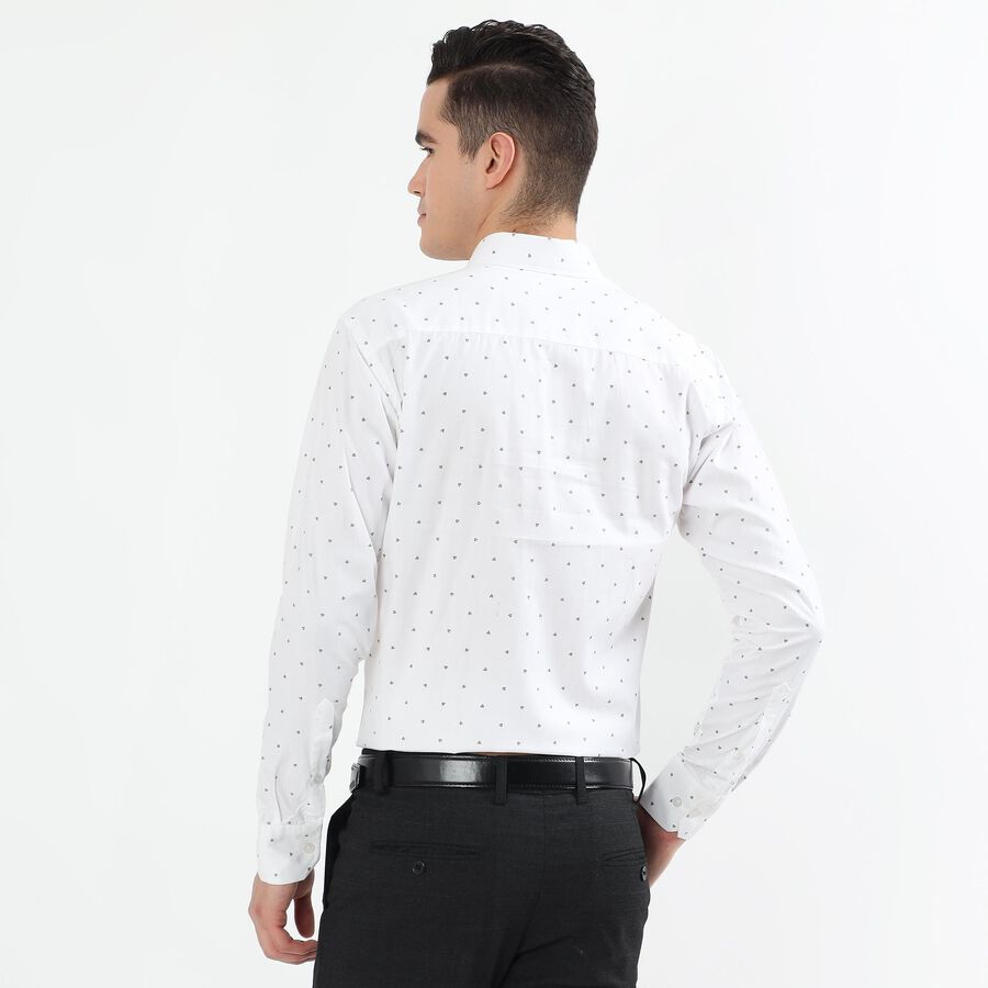 Men's White Cotton Printed Classic Collar Formal Shirt, सफ़ेद, large image number null