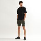 Unisex Black Regular Fit Basic Bermuda Shorts, Olive, small image number null