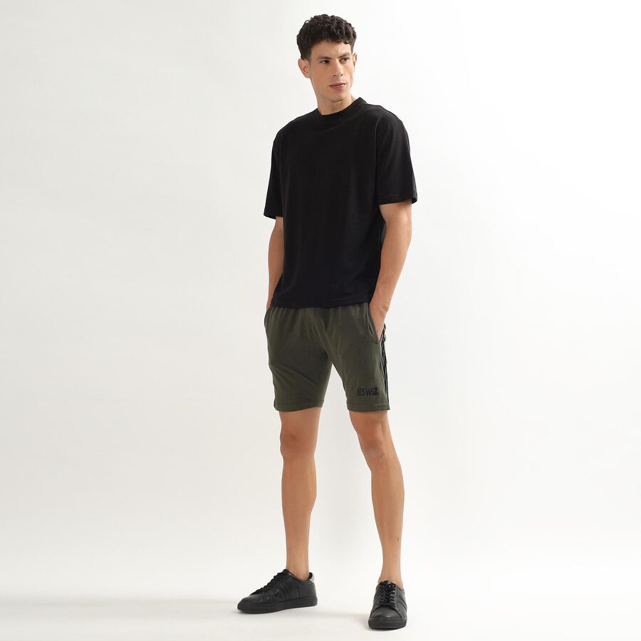 Unisex Black Regular Fit Basic Bermuda Shorts, Olive, large image number null