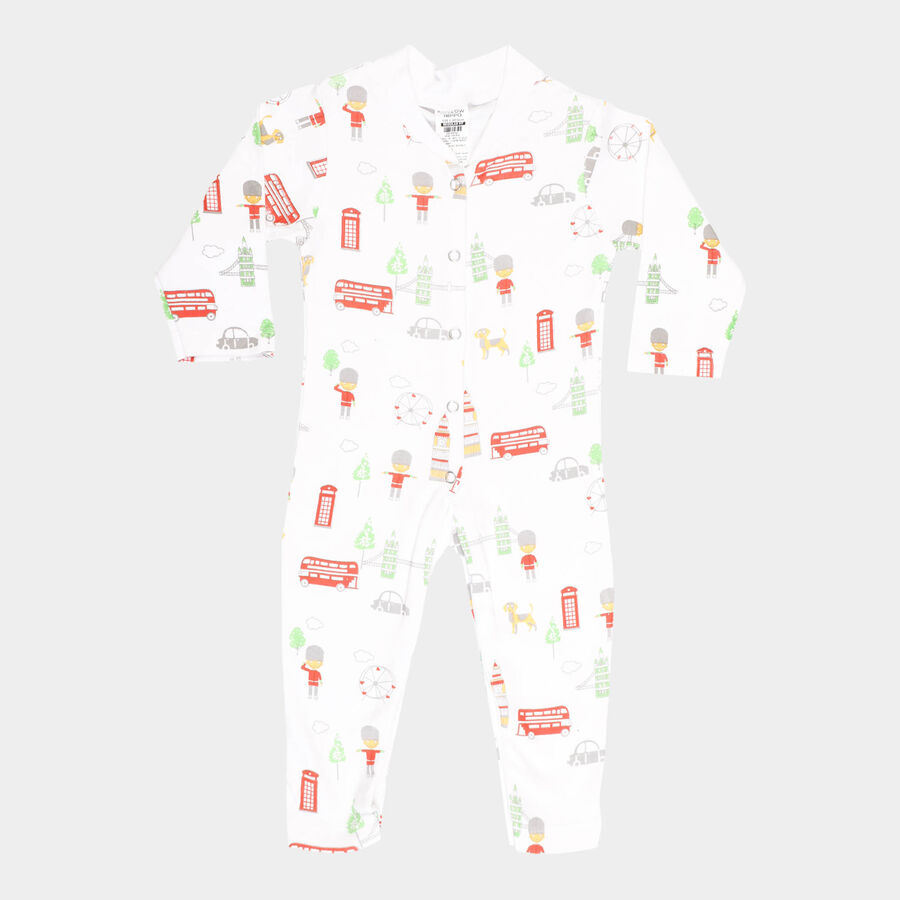 Infants Cotton Printed Bodysuit, White, large image number null