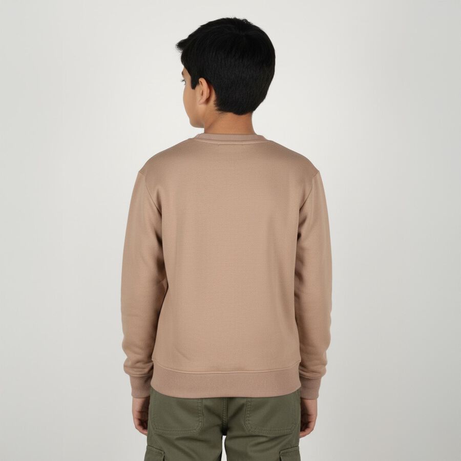 Boys Muted Beige Crew Neck Casual Sweatshirt, गहरा पीला, large image number null