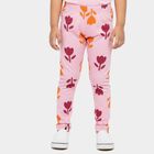 Girls' Pink Regular-fit Floral Printed Pyjama, हल्का गुलाबी, small