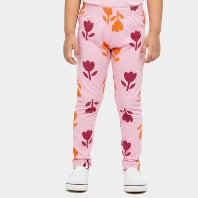 Girls' Pink Regular-fit Floral Printed Pyjama