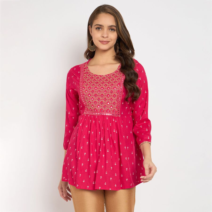 Ladies' Kurti, रानी (फ्यूशिया), large image number null