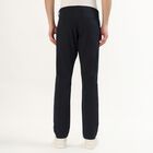 Men's Deep Midnight Navy Slim Fit Flat-Front Casual Trousers, Navy Blue, small image number null