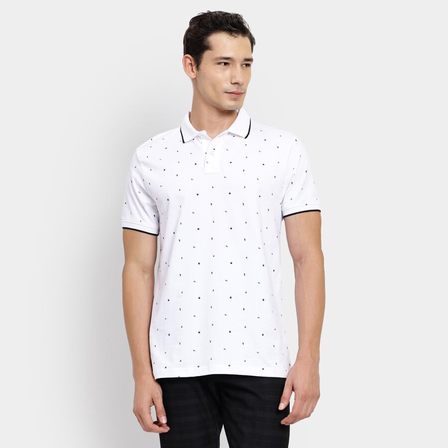 Men's Collared Half Sleeves T-Shirt, White, large image number null