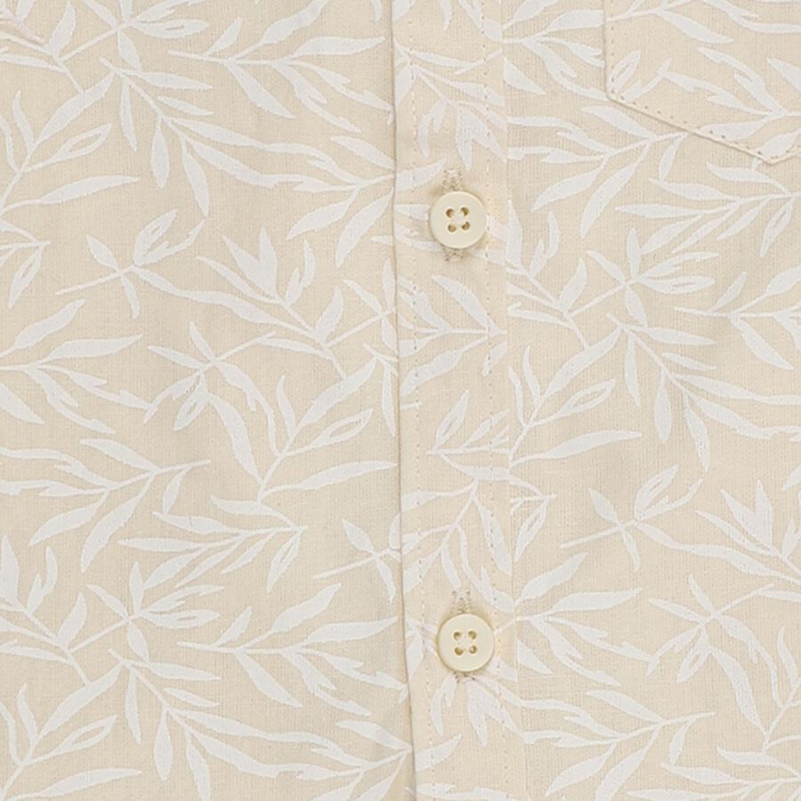 Infants Light Beige Cotton Half Sleeve Classic Casual Shirt, Yellow, large image number null