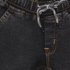 Boys' Charcoal Black Regular Fit Elastic Waist Jeans, Dark Grey, small image number null