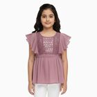Girls Dusty Pink Round Neck Romantic T-Shirt, Pink, small image number null