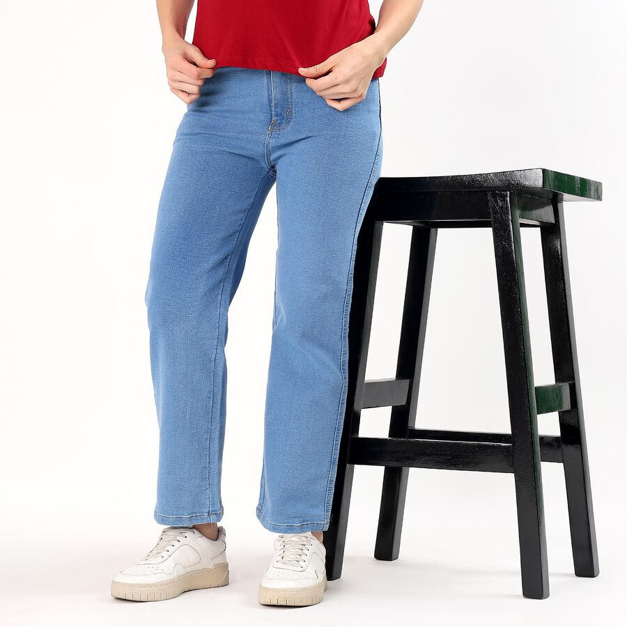 Women's Light Blue Straight Fit High-Rise Jeans, हल्का नीला, large image number null