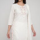 Women's Off White Embroidered Ethnic Set, Off White, small