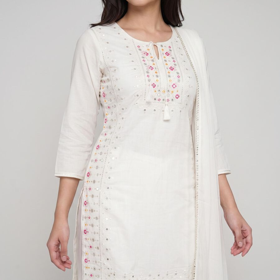 Women's Off White Embroidered Ethnic Set, Off White, large