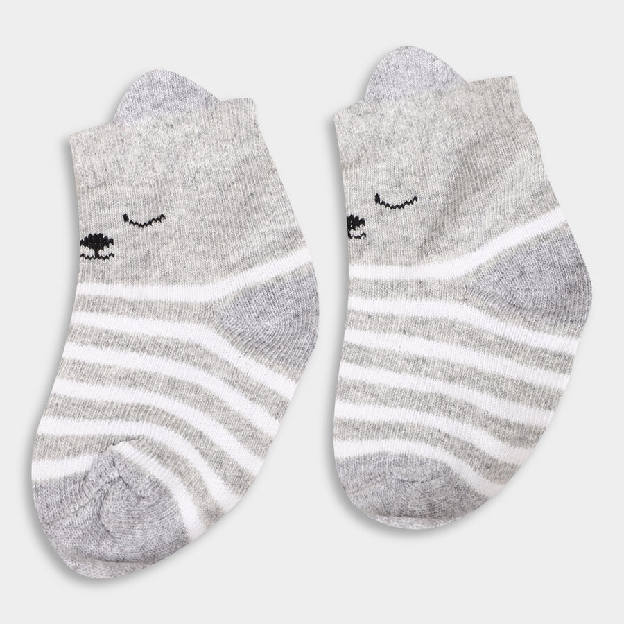 Infant's Socks (Pack of 3), Melange Light Grey, large