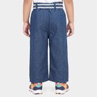Girls' Navy Blue Wide Leg Paperbag Waist Jeans, गहरा नीला, small