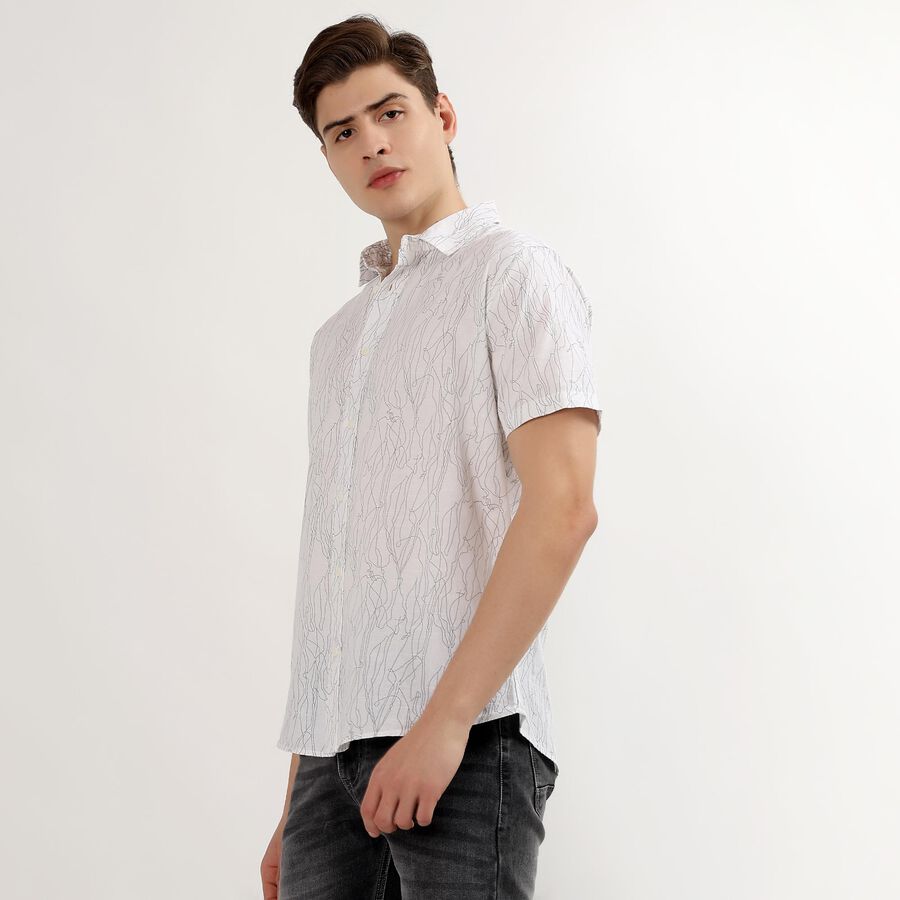 Men's Light Grey Cotton Half Sleeve Classic Casual Shirt, Light Grey, large