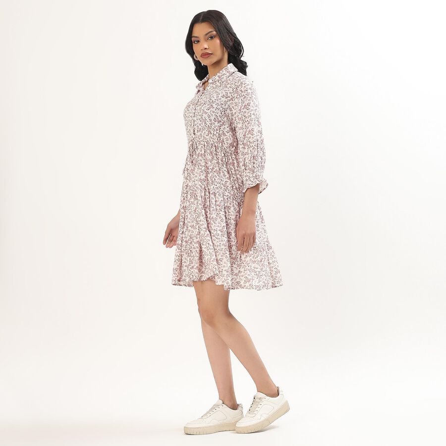 Women's Soft Pink Collared Floral Shirt Dress, Pink, large