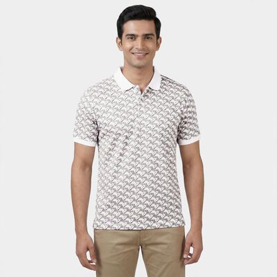 Men's Grey Cotton Polo Neck Classic T-Shirt