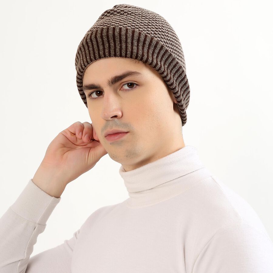 Men's Cap, भूरा, large