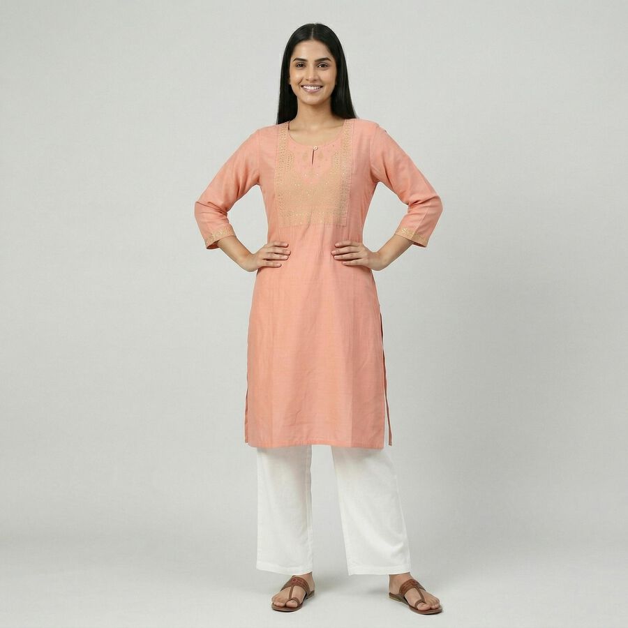 Women's Pink Kurta, गुलाबी, large