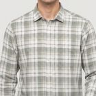 Men's Green Cotton Long Sleeves Spread Collar Shirt, हल्का हरा, small