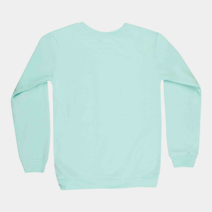 Girls Regular Round Neck Sweatshirt, Light Green, large image number null