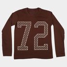 Boys Brown Crew Neck Regular T-Shirt, भूरा, small
