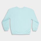 Girls Light Blue Crew Neck Graphic Sweatshirt, Aqua, small image number null