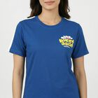 Women's Blue Round Neck Casual T-Shirt, Blue, small