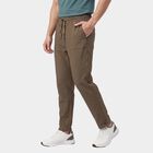 Men's Beige Straight Fit Drawstring Waist Track Pants, गहरा पीला, small