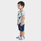 Boys Light Blue 100% Cotton Round Neck Solid Baba Suit, Light Blue, small