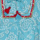 Girls' Sky Blue Round Neck Bandhani Print Peplum Top and Palazzo Fusion Set, हल्का नीला, small