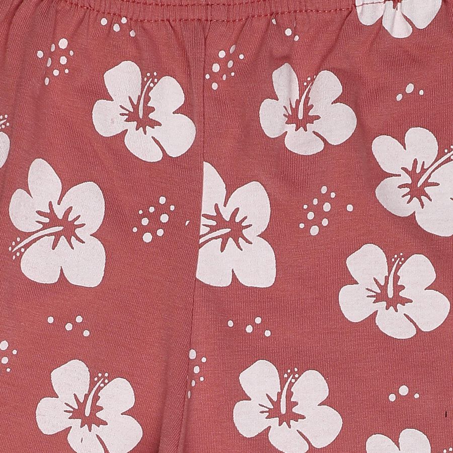 Girls Pink Regular Fit Floral Printed Pyjama, Light Pink, large